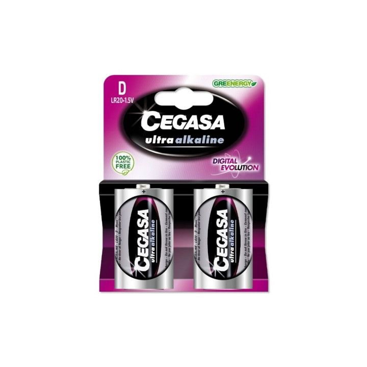 Cegasa Ultra Alcaline Pack de 2 Pilas LR20 D - Alta Tecnologia - Mas Capacidad
