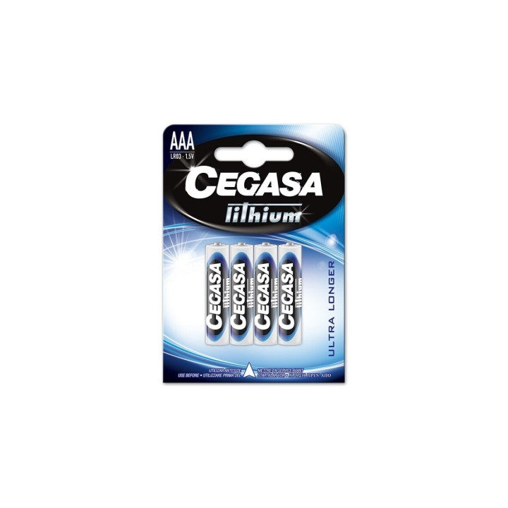 Cegasa Lithium Pack de 4 Pilas de Litio AAA LR03 1.5V