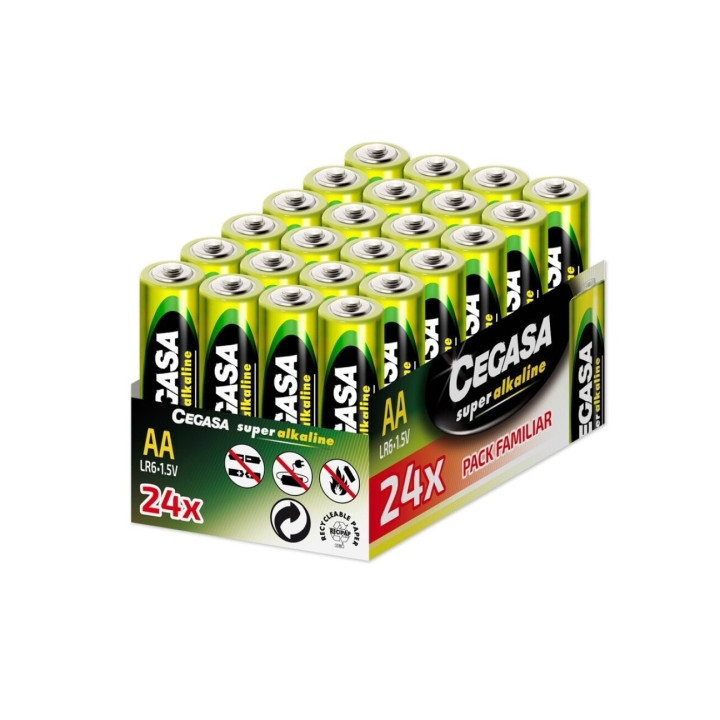 Cegasa Super Alkaline Pack de 24 Pilas LR6 AA - Alto Rendimiento - Fiabilidad - Tecnologia Avanzada
