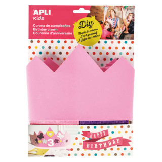 Apli Kids Corona de Cumpleaños de Goma EVA - Incluye Numeros Adhesivos del 0 al 9 y 24 Formas de Goma EVA Adhesiva con Purpuri
