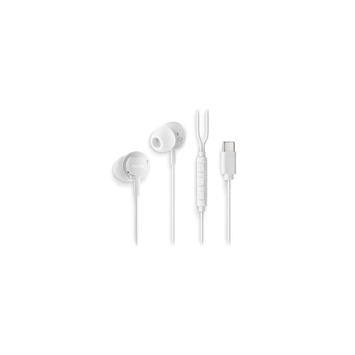 NGS CROSS STEP Auriculares Intraurales con Microfono - USB-C - Boton Multifuncion - Color Blanco