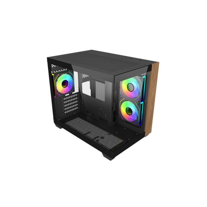 Cooler Master Elite 481 Wood Caja Minitorre - 3 Ventiladores 120mm RGB - Vista Panoramica - Soporte MicroATX/Mini-ITX - Doble C