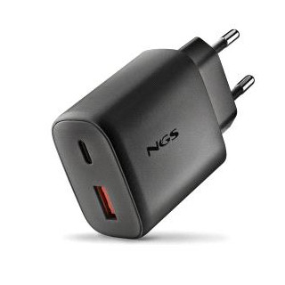 NGS ERA 45W Cargador de Pared Ultrarrapido GaN - 1 USB-C y 1 USB-A - Color Negro