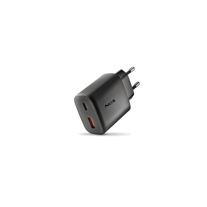 NGS ERA 45W Cargador de Pared Ultrarrapido GaN - 1 USB-C y 1 USB-A - Color Negro