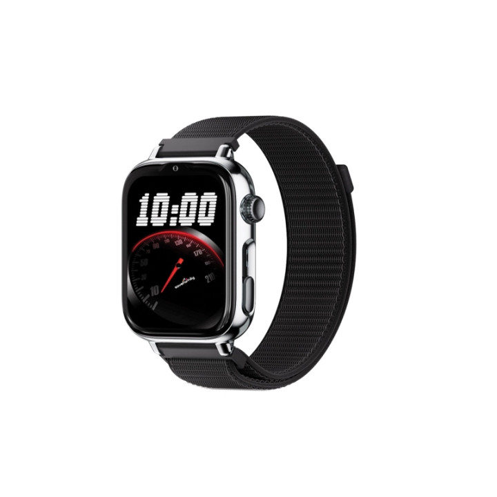 Savefamily Reloj Inteligente Infantil SaveWatch Plus 2 - Pantalla Amoled - Carcasa Plateada - Correa Tela Negra