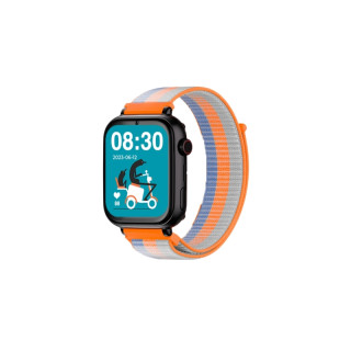Savefamily Reloj Inteligente Infantil SaveWatch Plus con GPS y Llamada - IP67 - Boton SOS - Carcasa Negra - Correa Tela Naranja