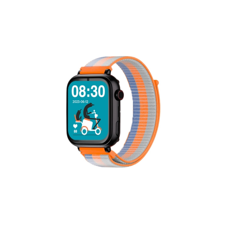 Savefamily Reloj Inteligente Infantil SaveWatch Plus con GPS y Llamada - IP67 - Boton SOS - Carcasa Negra - Correa Tela Naranja