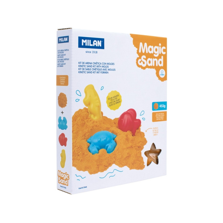 Milan Magic Sand Arena Cinetica - Incluye Moldes - a Partir de 18 Meses - Color Naranja