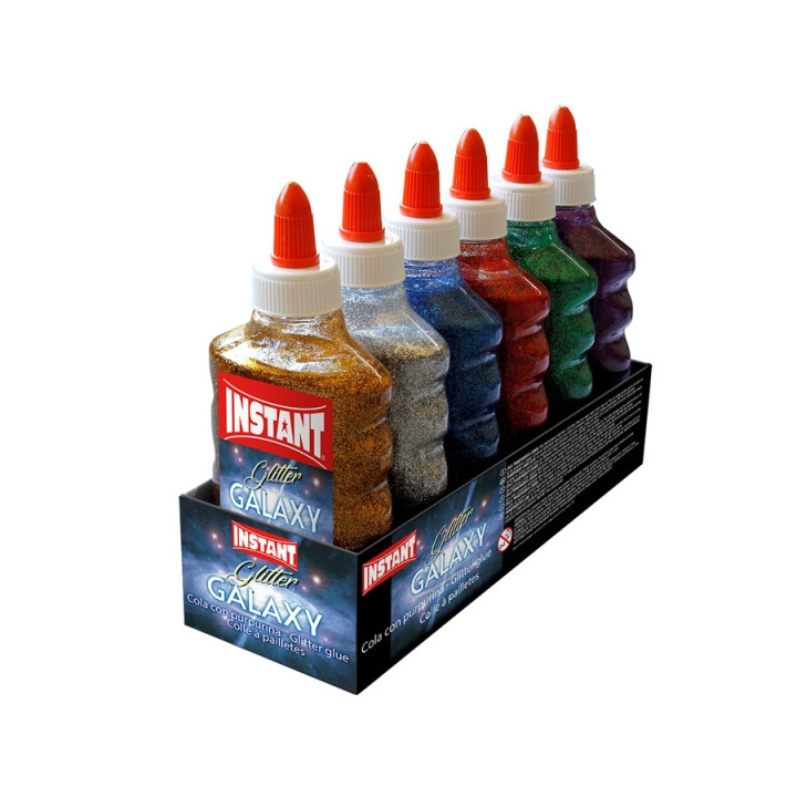 Instant Glitter Galaxy Cola con Purpurina 180ml - Apto para Uso Infantil y/o Domestico - Sin Disolventes - Colores Metalicos Su