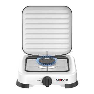 Muvip Vulcano Cocina de Gas con 1 Fuego - Tapa Protectora - Patas de Goma - Superficie Esmaltada - Quemador Extraible - 26.8x26