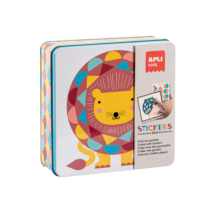 Apli Juegos de Gomets Leon - Incluye 16 Laminas y 14 Hojas de Gomets Removibles - Estimula la Psicomotricidad Fina y el Pensami