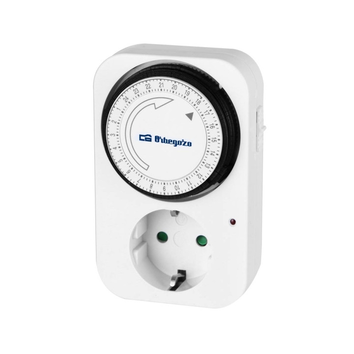 Orbegozo PG 02 Programador 24 Horas - Potencia hasta 3500W - Uso Facil e Intuitivo - Intervalos de 15 Minutos - Color Blanco