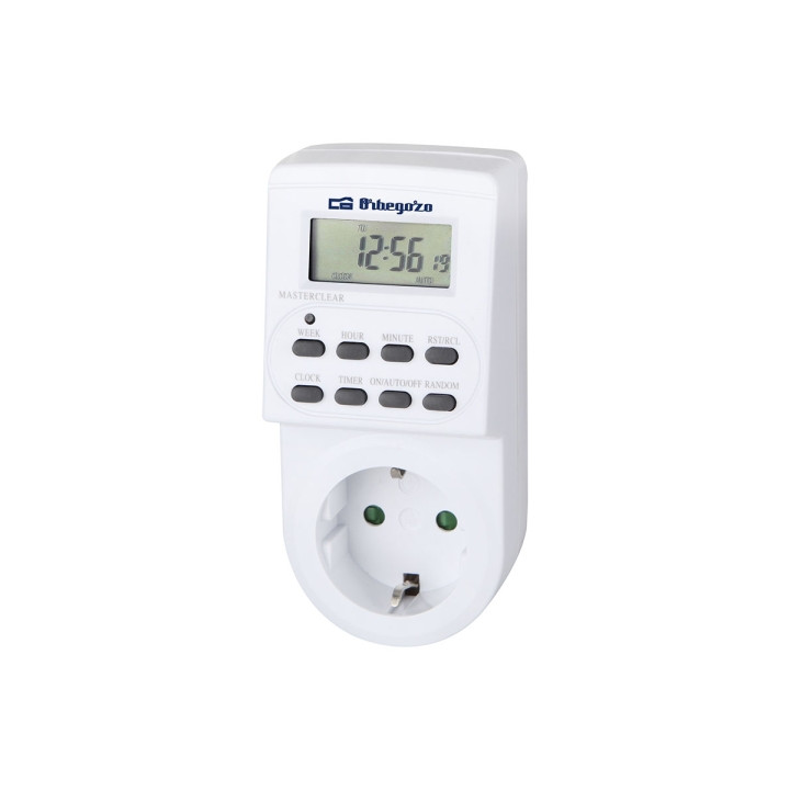 Orbegozo PG 20 Programador Digital Semanal - Potencia hasta 3600W - Funcion Aleatoria - Uso Facil e Intuitivo - Intervalo Minim