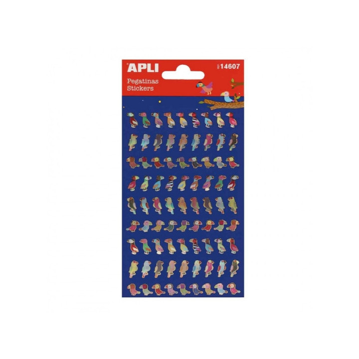 Apli Bolsa de Pegatinas de Pajaros - Acabado Brillante - Adhesivo Permanente - Ideal para Scrapbooking y Decoracion - Estimula
