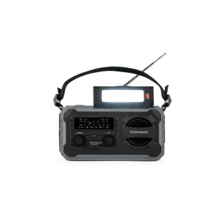 Thomson Radio Solar Portatil SOS - AM/FM - Bateria de 8000mAh - Linterna de Emergencia - 3 Modos de Carga - Funcion Powerbank -
