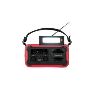 Thomson Radio Solar Portatil SOS - AM/FM - Bateria de 8000mAh - Linterna de Emergencia - 3 Modos de Carga - Funcion Powerbank -