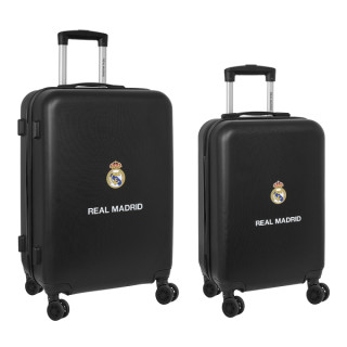 Safta Real Madrid Pack de 2 Maletas Trolley de 20" y 24" Rigidas - Candado - Asa Telescopica de PVC con Goma - 4 Ruedas 360º -