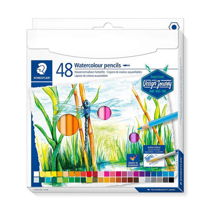 Staedtler 146 10C Pack de 48 Lapices de Colores Acuarelables - Resistentes a la Rotura - Colores Surtidos