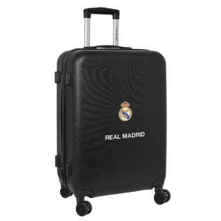 Safta Real Madrid Maleta Trolley Mediana 24" Rigida - Candado - Asa Telescopica de PVC con Goma - 4 Ruedas 360º - 40x63x26cm -