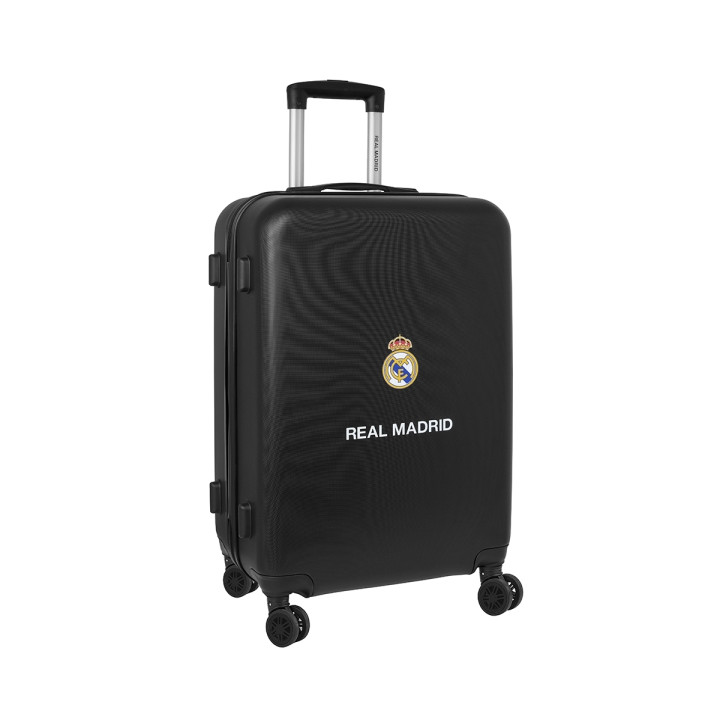 Safta Real Madrid Maleta Trolley Mediana 24" Rigida - Candado - Asa Telescopica de PVC con Goma - 4 Ruedas 360º - 40x63x26cm -