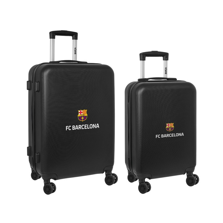 Safta F.C.Barcelona Pack de 2 Maletas Trolley de 20" y 24" Rigidas - Candado - Asa Telescopica de PVC con Goma - 4 Ruedas 360º
