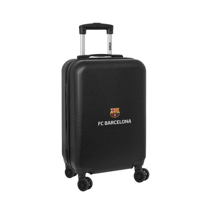 Safta F.C.Barcelona Maleta Trolley de Cabina 20" Rigida - Candado - Asa Telescopica de PVC con Goma - 4 Ruedas 360º - 34.5x55x