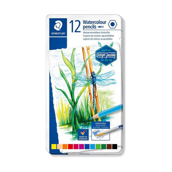 Staedtler 146 10C Pack de 12 Lapices de Colores Acuarelables - Resistentes a la Rotura - Colores Surtidos
