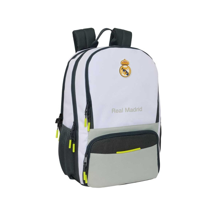 Safta Real Madrid Mochila de 21.4L para Portatil hasta 14.1" - Compartimento para Raqueta de Padel - Espacio para Zapatillas -