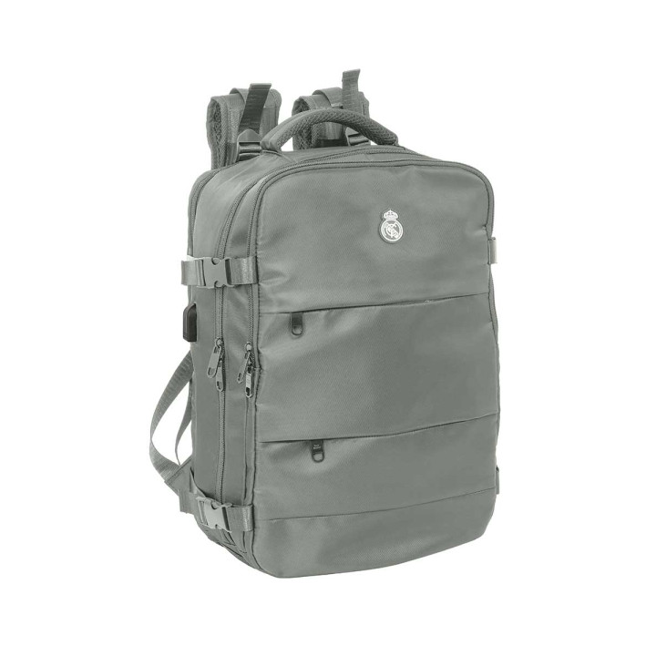 Safta Real Madrid Mochila de Viaje Cabina de 23.1L - Espacio para Portatil hasta 15.6" - USB Integrado - Zapatero con Cremaller