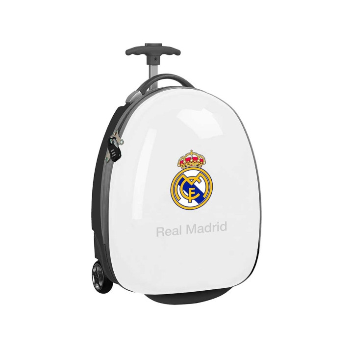 Safta Real Madrid Maleta de 27.7L Trolley Infantil 16" Rigida - Interior Forrado - Asa Telescopica - 2 Ruedas - 28x43x23cm - Co