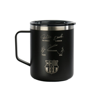 Safta F.C.Barcelona Taza Acero Inoxidable 400mL - Doble Pared - Base de Silicona - Acero Inoxidable - Tapa y Asa - 12H Caliente