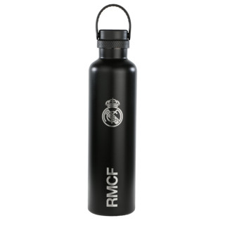 Safta Real Madrid Botella Reutilizable 1L - Doble Pared - Base de Silicona - Acero Inoxidable - Tapon a Rosca con Asa - 12H Cal