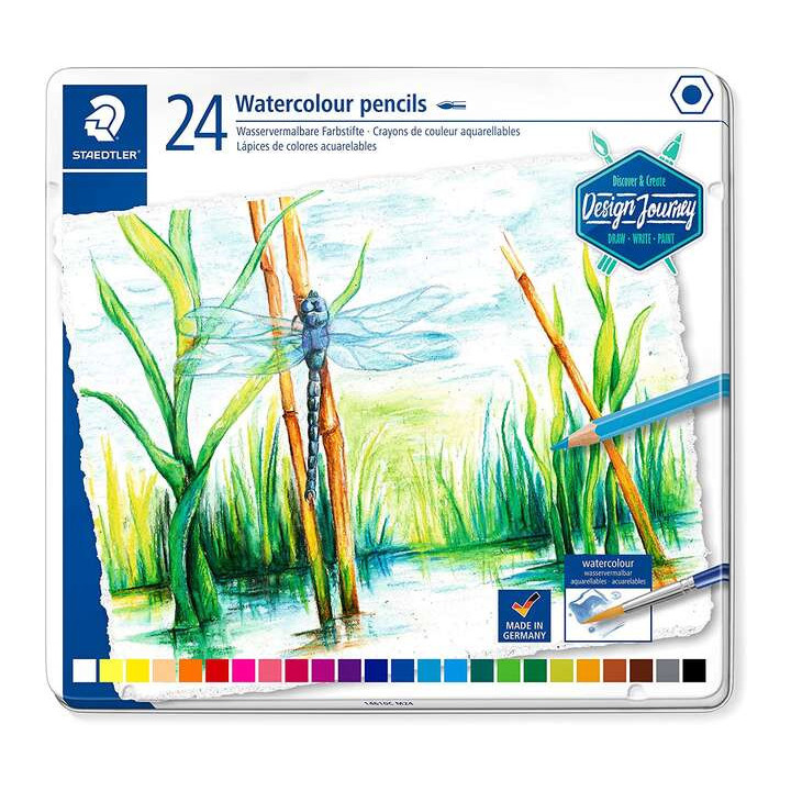 Staedtler 146 10C Pack de 24 Lapices de Colores Acuarelables - Resistentes a la Rotura - Colores Surtidos