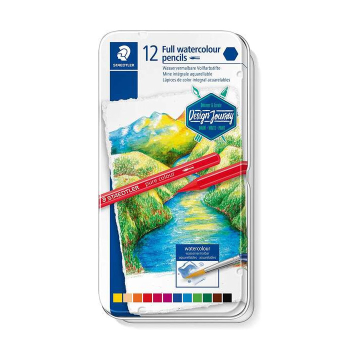 Staedtler 146 10G Pack de 12 Lapices de Colores Acuarelables - Sin Madera - Colores Surtidos
