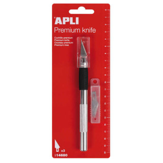 Apli Cuchillo Hobby de Precision Premium - 15mm - Hoja de Acero Inoxidable - Acabado Soft - Reemplazo Facil de Cuchilla - Inclu