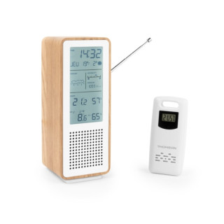 Thomson Altavoz Bluetooth con Estacion Meteorologica y Radio FM - Potencia Musical 15W - Pantalla Retroiluminada - Sonda Exteri