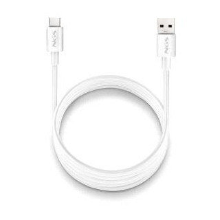 NGS ZYRO-AC Cable USB-C a USB-A - Cargar Rapida - 480 Mbps - 15W - 1 Metro - Color Blanco