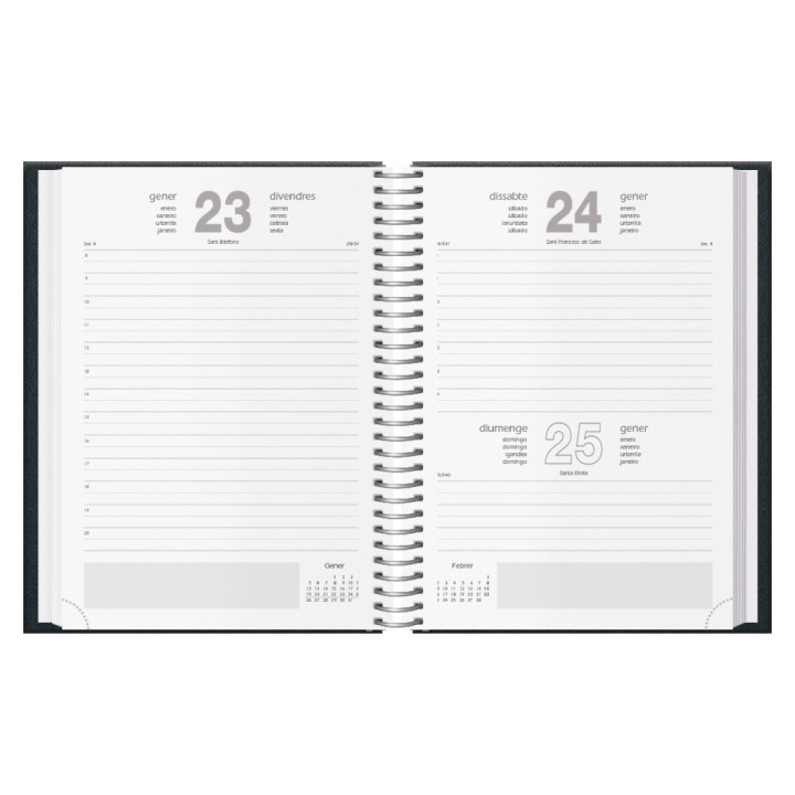 Agenda 2026 segovia espiral día página 14 x 20 cm. color negro catalan dohe 12735 - 26