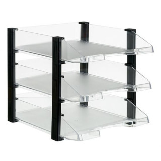 Conjunto 3 bandejas jumborack transparente con elevadores negros 350x285x280 mm archivo 2000 704 cs tp