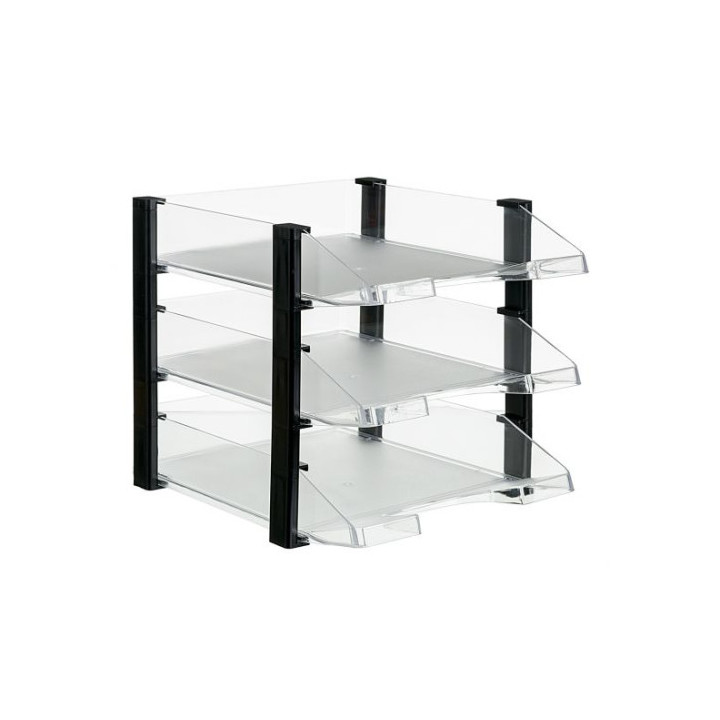 Conjunto 3 bandejas jumborack transparente con elevadores negros 350x285x280 mm archivo 2000 704 cs tp