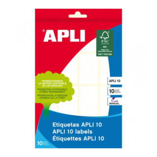 Pack 10 hojas (160 uds) etiquetas blancas 25x40 apli 1646