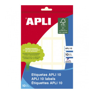 Pack 10 hojas (150 uds) etiquetas blancas 20x50 apli 1642