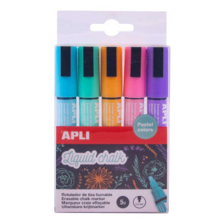 Apli Rotuladores de Tiza Liquida - Punta Redonda de 5.5mm - Colores Tierra Pastel - Ideal para Pizarras y Superficies No Porosa