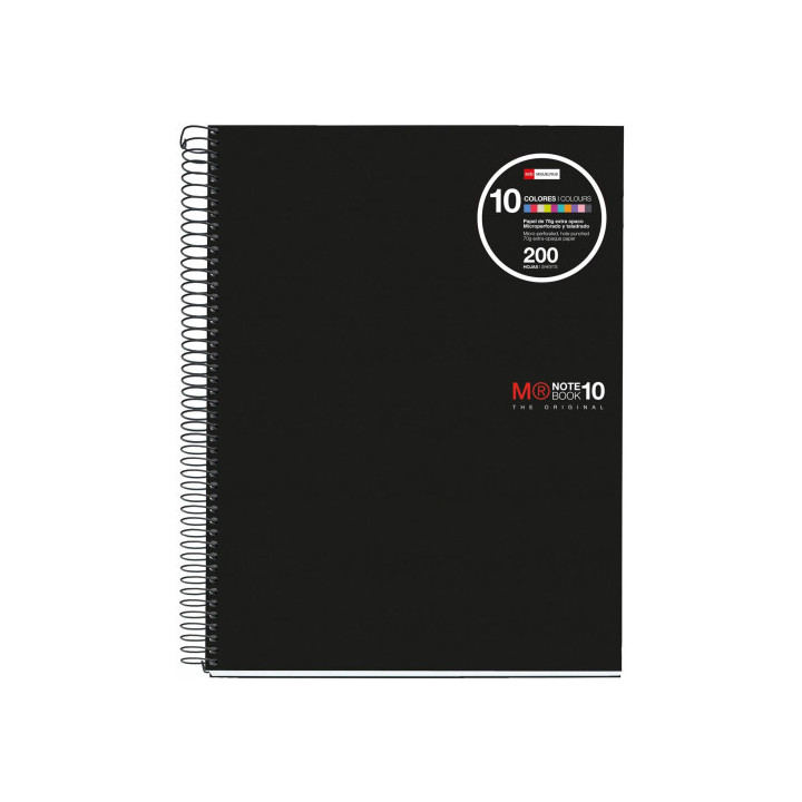 Cuaderno espiral nb-10 a4 200 hojas 5x5mm polipropileno negro miquelrius 47009