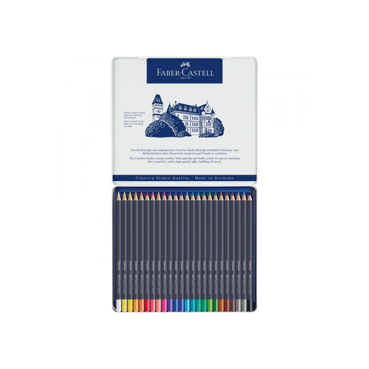 Estuche de metal con 24 lápices de colores goldfaber. faber castell 114724