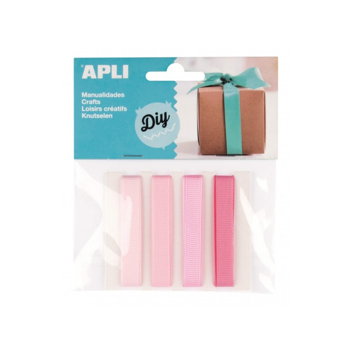 Apli Pack de 4 Cintas de Tela - Ideales para Manualidades - Scrapbooking - Envolver Regalos - Decoraciones para Eventos y Acces
