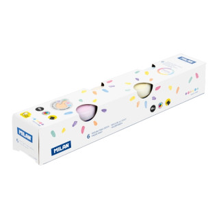Milan Pack de 6 Tarros de Pintura para Dedos - 40ml por Unidad - Mezclable - Lavable - Colores Pasteles Surtidos