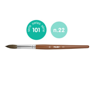 Milan 101 Pack de 3 Pinceles Escolares Redondos Numero 22 - Bolsa con Colgador - Pelo de Cabra y Sintetico - Color Madera Oscur