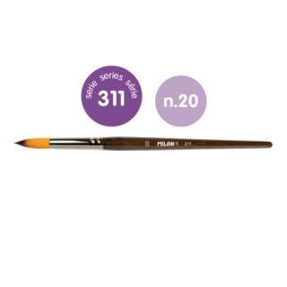Milan 311 Pack de 3 Pinceles Redondos Numero 20 - Bolsa con Colgador - Pelo Sintetico - Color Madera Oscuro