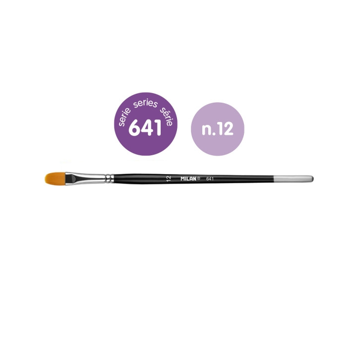 Milan 612 Premium Synthetic Pack de 6 Pinceles Lengua de Gato Numero 12 - Bolsa con Colgador - Pelo Sintetico - Mango Corto - C